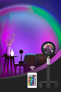 Проекційний нічник Захід сонця RESTEQ RGB (3 кольори, 12 відтінків). Нічний світильник Захід сонця USB різнокольоровий. Настільний