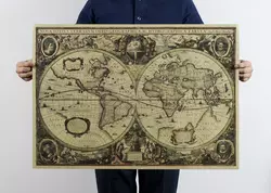Велика, вінтажна карта світу під старовину. Карта на стіну
