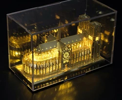 Металева збірна 3D модель Собор Паризької Богоматері з підсвічуванням 115*45*70 мм. Конструктор Нотр Дам де Парі