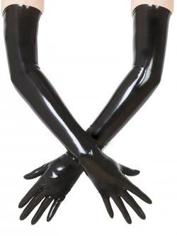 Чорні латексні рукавички. Безшовні довгі рукавички латексні, розмір XL