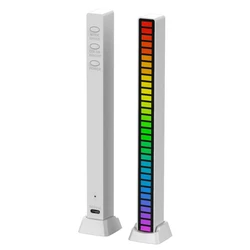 Світлодіодний USB RGB світильник із мікрофоном. LED світильник "Рівні музики", 32 світлодіоди 5V, 18 см. Аудіо рівень білий