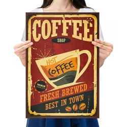 Ретро плакат Coffee Shop RESTEQ з щільною крафтового паперу 50.5x35cm. Постер Кофі Шоп