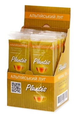 Трав'яний чай Альпійський луг 24 фільтр-пакети. Натуральний чай Plantes. Чай різнотрав’я, фруктово-ягідний аромат