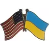 Значок парний прапор України 25х40 мм. Пін Україна. Пін США. Україна і Америка значок RESTEQ