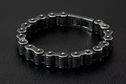 Чоловічий браслет RESTEQ із нержавіючої сталі у вигляді мотоциклетної ланцюга, чорний