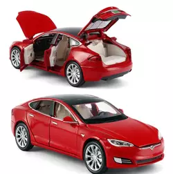Модель автомобіля Tesla X90 1:32. Металева машинка, інерційна машинка Тесла червона