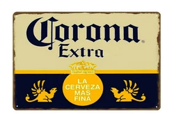 Вінтажна металева табличка Corona Extra RESTEQ 30х20 см. Металева вивіска для декору Корона Екстра