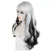 Довгі перуки RESTEQ - 61 см, чорно-білі хвилясті волосся, косплей, аніме