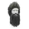 Зимова шапка вікінга RESTEQ з дредами і середньої довжини бородою Сіра