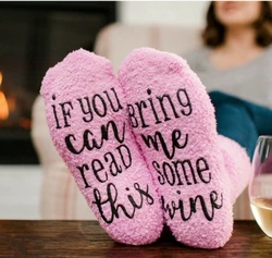 Подарункові шкарпетки RESTEQ "Капкейк" ( Кекси ) з написом "Принеси Вина" рожеві