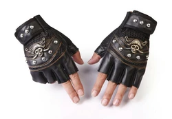 Байкерські рукавички зі штучної шкіри RESTEQ. Рукавички без пальців байкерські. Рукавички з заклепками для мотоцикліста