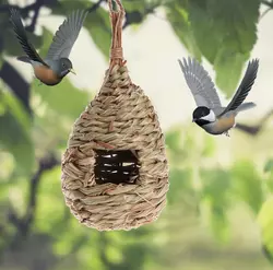 Гніздо - Будиночок для птахів RESTEQ,із спеціального плетеного волокна, годівниця для диких птахів, шпаківня