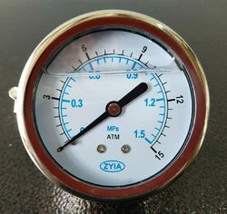 Манометр жидконаполненный ZYIA торцевій діаметром 40 мм (на панель, 10 атм)