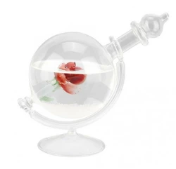 Барометр Штормгласс RESTEQ глобус великий, крапля Storm glass на скляній підставці з червоною трояндою