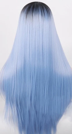 Довга блакитна перука омбре RESTEQ 66 см, пряме волосся градієнт, перуки з високоякісних синтетичних волокон