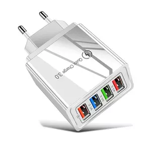 Мережевий зарядний пристрій швидкого заряджання 4 port USB Quick Charge 3.0 White (12W). Швидка зарядка для телефону