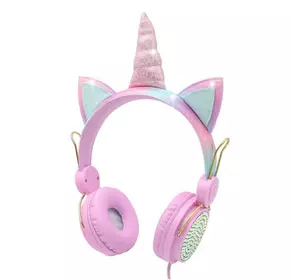Дитячі навушники з вушками та рогом єдинорога. Рожеві навушники Єдиноріг для дитини