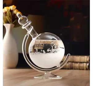 Барометр Штормгласс RESTEQ глобус великий, крапля Storm glass на скляній підставці
