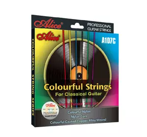 Alice A107C Струни для класичної гітари (28-43). Різнокольорові струни для класичної шестиструнної гітари