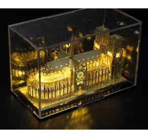 Металева збірна 3D модель Собор Паризької Богоматері з підсвічуванням 115*45*70 мм. Конструктор Нотр Дам де Парі