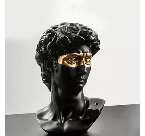 Скульптура бюст Давида RESTEQ чорного кольору. Фігурка для інтер'єру Давид 15 см. Декор бюст Давид (Мікеланджело)