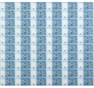 Нерозрізаний лист із банкнот НБУ номіналом 5 грн 60 шт. Аркуші банкнот. Нерозрізані гривні