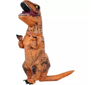 Дитячий надувний костюм Тиранозавра RESTEQ, T Rex косплей, костюм динозавра T-Rex. Дитнозавр надувний (коричневий)