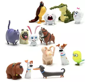 Набір фігурок Таємне життя домашніх тварин RESTEQ. Ігрові фігурки з мультфільму Таємне життя домашніх тварин 14 шт. Іграшки The