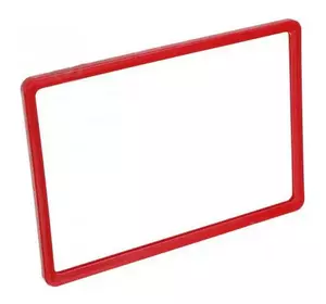 Пластикова рамка червона А5. Цінникоутримувачі пластикові 148×210 мм. Пластикові цінники А5. Пластикові рамки А5