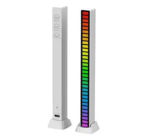 Світлодіодний USB RGB світильник із мікрофоном. LED світильник "Рівні музики", 32 світлодіоди 5V, 18 см. Аудіо рівень білий