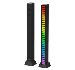 Світлодіодний RGB світильник із мікрофоном. LED світильник "Рівні музики", 32 світлодіоди 5V, 18 см. Аудіо рівень чорний
