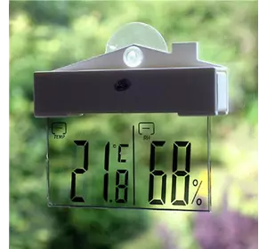 Термометр для вікна. РК градусник на присосці. Цифровий термометр-гігрометр