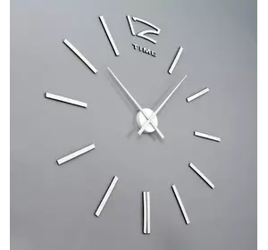 Настінні годинники Diy Clock ZH003 срібного кольору, великі. Настінні 3D годинник "зроби сам"