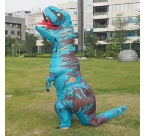 Дитячий костюм Надувний костюм Тиранозавра RESTEQ, T Rex косплей, костюм динозавра T-Rex. Тиранозавр надувний (синій)