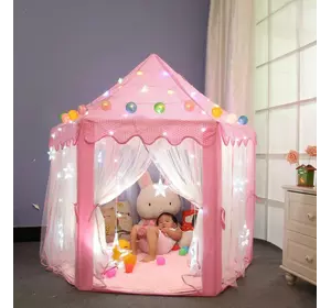 Дитячий, ігровий намет-будиночок RESTEQ, Велика альтанка дитяча. 135см х 140см. Рожева