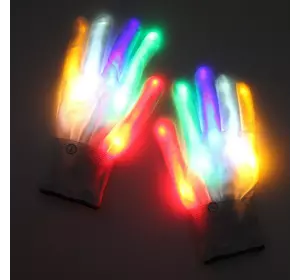 Світлодіодні рукавички білі RESTEQ. Рукавички світяться. Рукавички які світяться, різнокольорові. Led рукавички