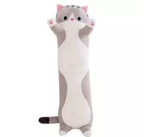 Плюшевий кіт RESTEQ сірого кольору 45 см. Плюшева м'яка іграшка Кіт. Іграшка кіт. Іграшка-подушка кіт
