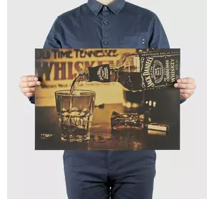 Ретро плакат Jack Daniels RESTEQ з щільною крафтового паперу 51x36cm. Постер віскі Джек Деніелс