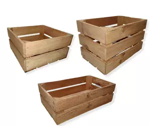 Набір з трьох дерев'яних ящиків. Дерев'яний ящик. Фанерні ящики. Коробка з фанери