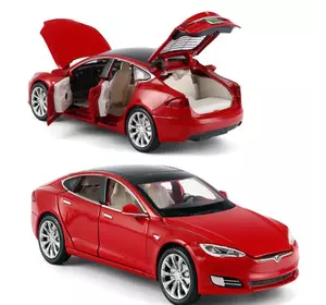 Модель автомобіля Tesla X90 1:32. Металева машинка, інерційна машинка Тесла червона