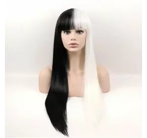 Довгі перуки RESTEQ - 75см, чорно-білі прямі волосся, косплей, аніме