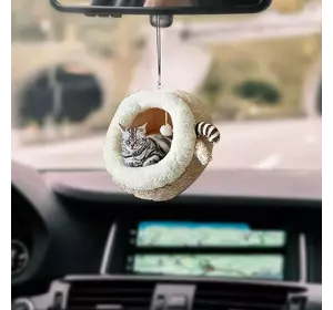 Підвіска на дзеркало машини 3D Кіт. Брелок на дзеркало заднього виду Кіт. Автомобільна підвіска на дзеркало заднього виду Кіт