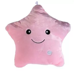 Подушка Зірочка з підсвічуванням RESTEQ, М'яка іграшка сяюча зірка! рожева