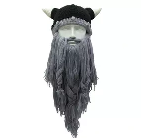 Зимова шапка вікінга з шапкою рогами й довгою бородою RESTEQ