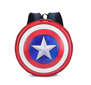 Рюкзак Капітан Америка RESTEQ 28*6*28 см. Дитячий рюкзак Щит Капітана Америки. Круглий рюкзак Captain America Shield Backpack