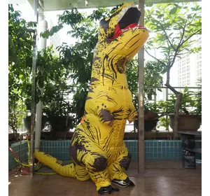 Надувний костюм Тиранозавра RESTEQ, T Rex косплэй, костюм динозавра T-Rex. Тиранозавр надувний (жовтий)