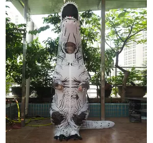 Надувний костюм Тиранозавра RESTEQ, T Rex косплэй, костюм динозавра T-Rex. Тиранозавр надувний (білий)